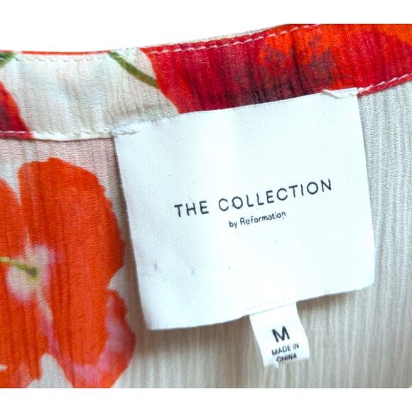 Reformation The Collection 100% Silk Floral Maxi Dress White Red M 62” Long - Picture 7 of 8